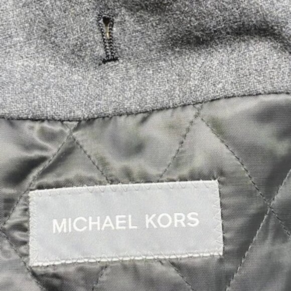 NEW MICHAEL KORS Mens Coat Black Size 48L Double Breasted Overcoat Wool Blend - Picture 2 of 12